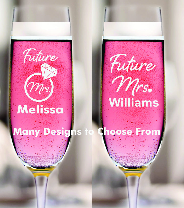 12 Pcs Personalized Wedding Shower Champagne Flute Favors, Miss to Mrs Bridal Shower Favor, Stem Champagne Glasses, Wedding Party Favors