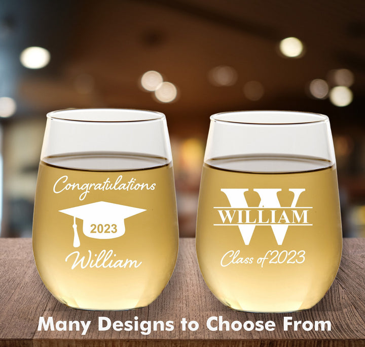 12 Pcs Graduation Wine Glass Favors, College Graduation Party Favor, Stemless Wine Glasses, Wine Glass Party Favors, Class of 2023 Graduate