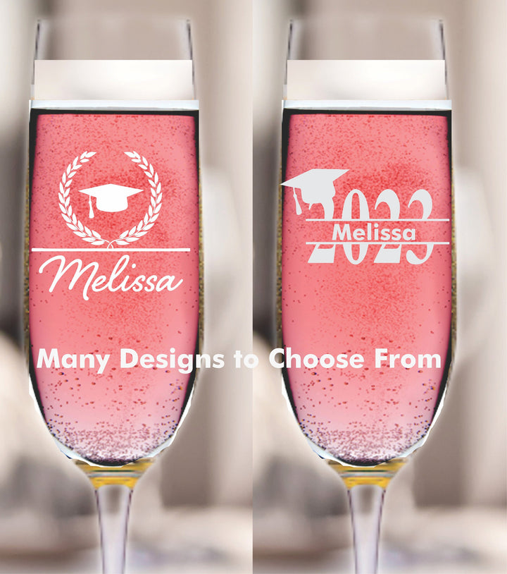 12 Pcs Graduation Champagne Glass Favors, Unique Graduation Favor, Champagne Flutes, Engraved Glass Party Favors, College Graduate School