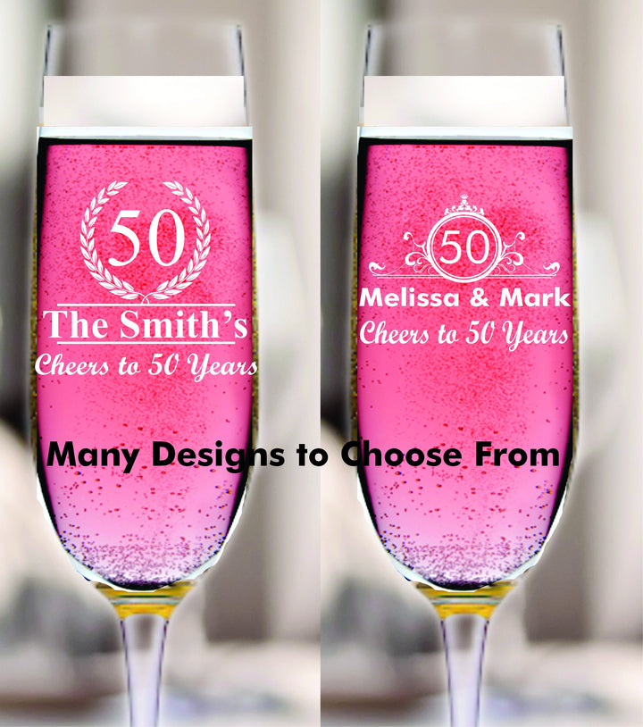 12 Pcs Champagne Flutes 50th Anniversary Favors, Unique Anniversary Favor, Champagne Glasses, Engraved Party Favors, Mom and Dad gifts