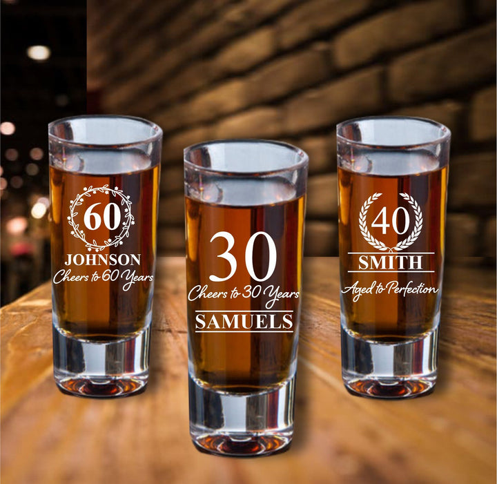 12 Pcs Birthday Shot Glass Favors, Party Favor for Birthday, Shot Glasses, Engraved Party Favor, Cheers to 50 Years, 30, 40, 60,21st for him