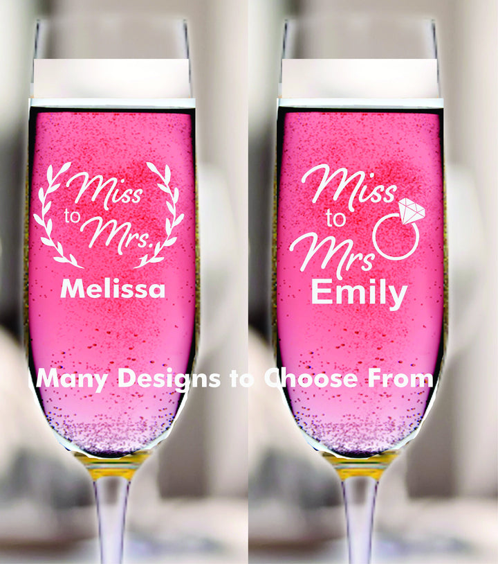 Set of 12 Custom Wedding Shower Champagne Flute Favors, Bridal Shower Favor, Engraved Stem Champagne Glass, Etched Party Favor