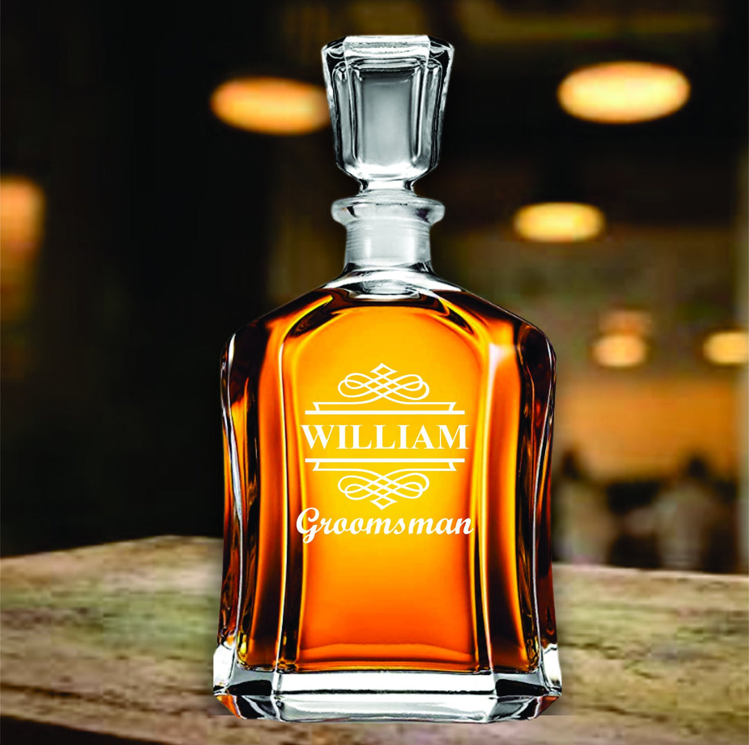 Personalized Groomsmen Proposal, Set of 5 Whiskey Decanter, Groomsman Proposal Glass, Bachelor Party Gifts, Officiant, Best Man, Groom Gift