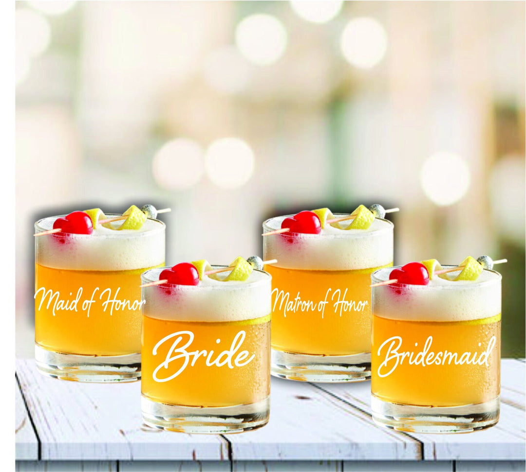 Personalized Bachelorette Party Favors, Set of 4 Whiskey Glass, Bridesmaid Proposal Gift Glasses, Engraved Bridesmaid Gifts, Maid of Honor