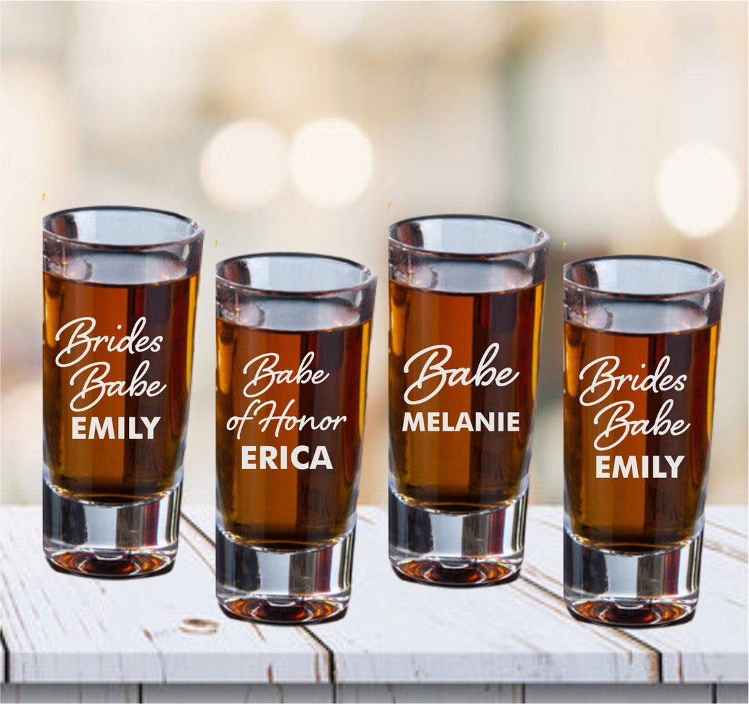 Personalized Bachelorette Shot Glass Party Favors, Set of 4 Shot Glass, Bridesmaid Proposal Gift Glasses, Bridesmaid Gifts, Maid of Honor