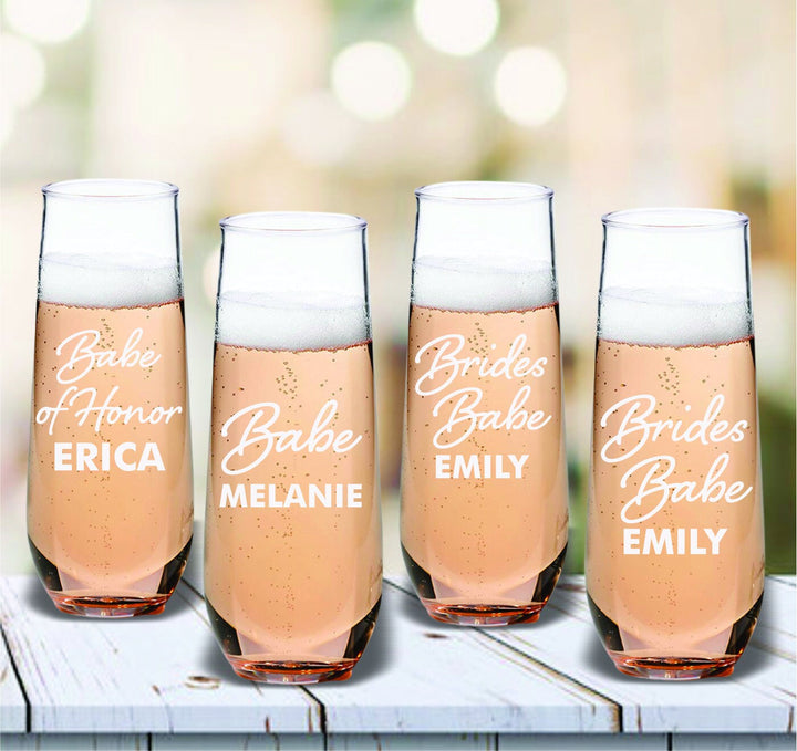 Bachelorette Personalized Bachelorette Party Champagne Glass, Set of 4 Bridesmaid Proposal Champagne Glass Gift, Bridesmaid Champagne Gifts