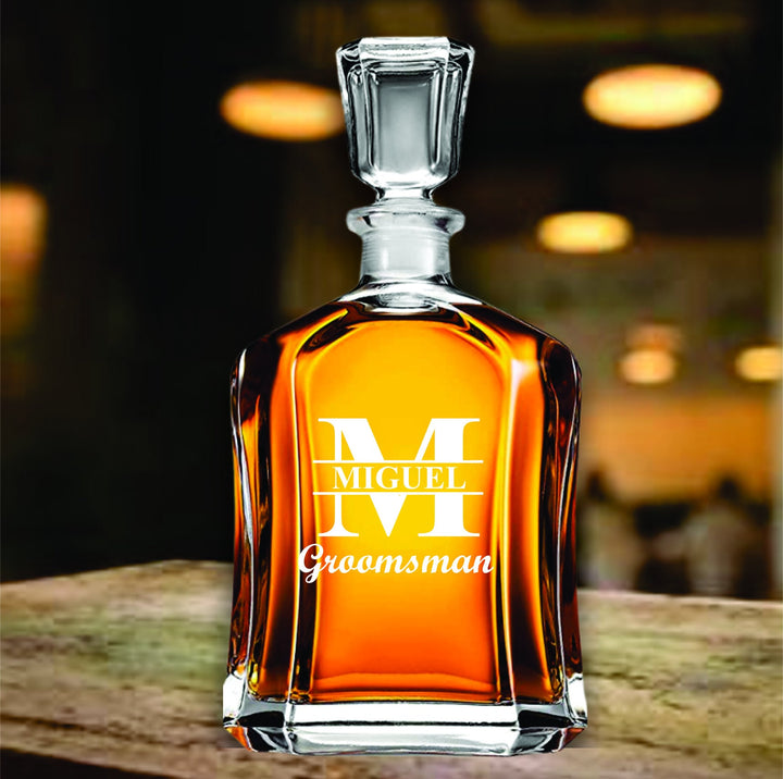 Personalized Groomsmen Proposal, Set of 5 Whiskey Decanter, Groomsman Proposal Glass, Bachelor Party Gifts, Officiant, Best Man, Groom Gift