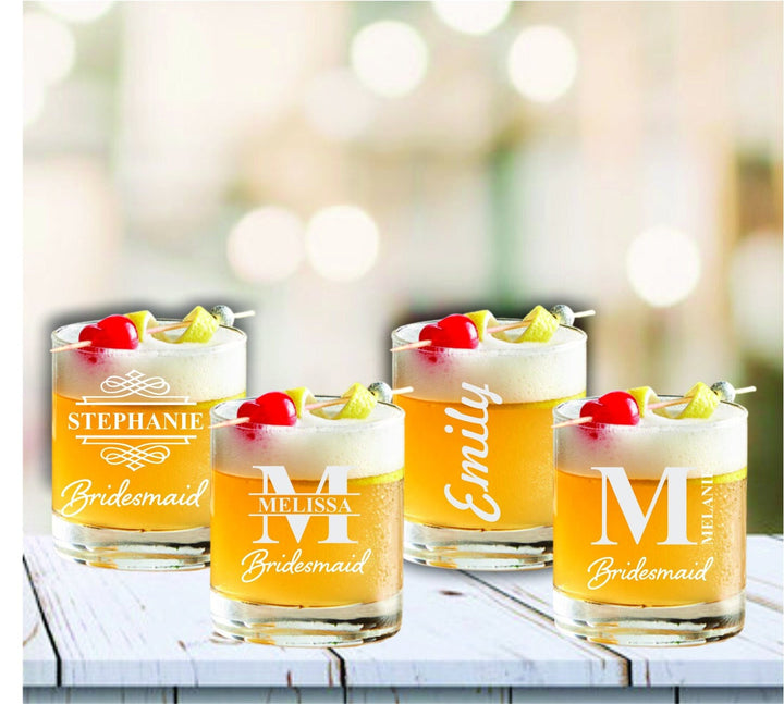 Personalized Bridesmaid Whiskey Glasses, Bridal Wedding Party Gifts, Bridesmaid Proposal Gift, Engraved Bridesmaid Gift, Bride Maid of Honor