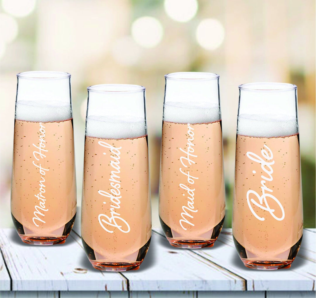 Custom Bridesmaid Wedding Party Gifts, Bridal Party Champagne Glass, Bridesmaid Proposal Toasting Glasses, Bridesmaid Gift, Maid of Honor