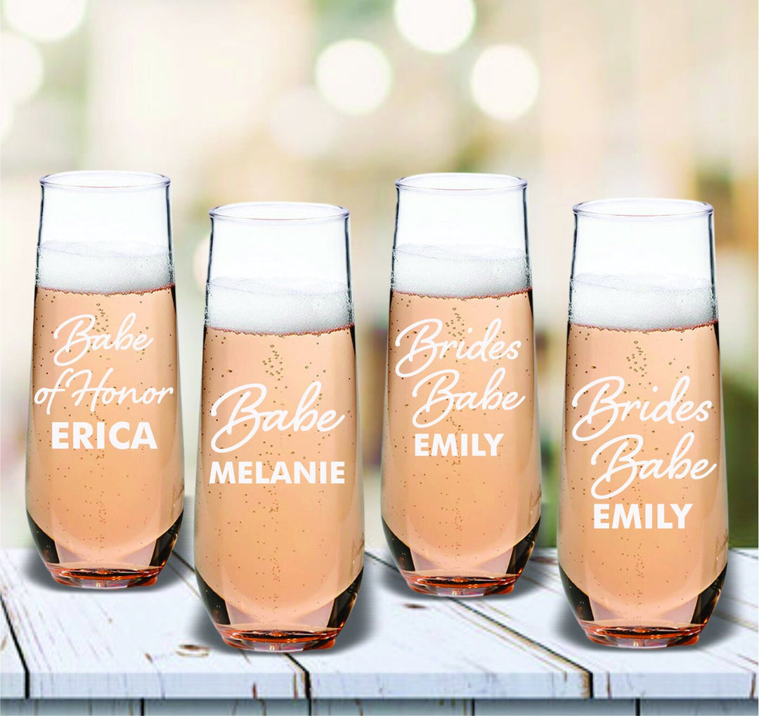 Personalized Bridesmaid Champagne Glasses, Bridal Wedding Party Champagne Glass, Bridesmaid Proposal Gift, Bridesmaid Gift, Maid of Honor