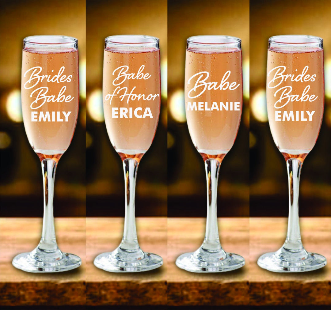 Custom Engraved Bridesmaid Champagne Flutes Gift, Bridal Party Stem Champagne Glasses, Bridesmaid Proposal Gifts, Custom Bridesmaid Gifts