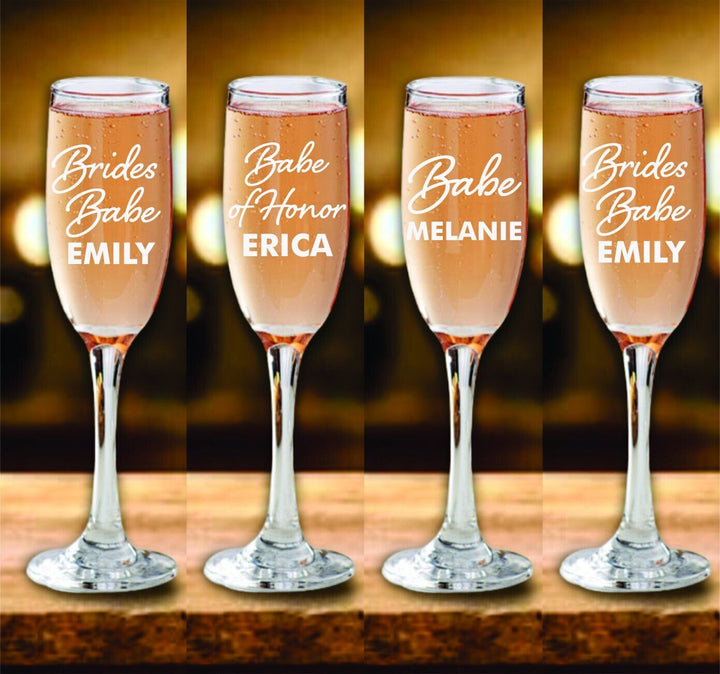 Personalized Bridesmaid Champagne Flutes, Bridal Wedding Party Champagne Glass, Bridesmaid Proposal Gift, Bridesmaid Gift, Maid of Honor