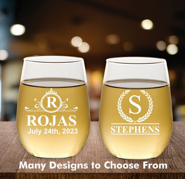 12 Pcs Personalized Wedding Favors Wine Glass Favors, Custom Engraved Party Favors, Stemless Wine Glasses, Party Favors for Wedding