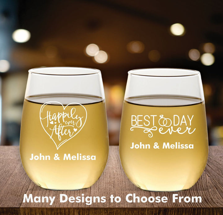12 Pcs Personalized Wedding Favors Wine Glass Favors, Custom Engraved Party Favors, Stemless Wine Glasses, Party Favors for Wedding
