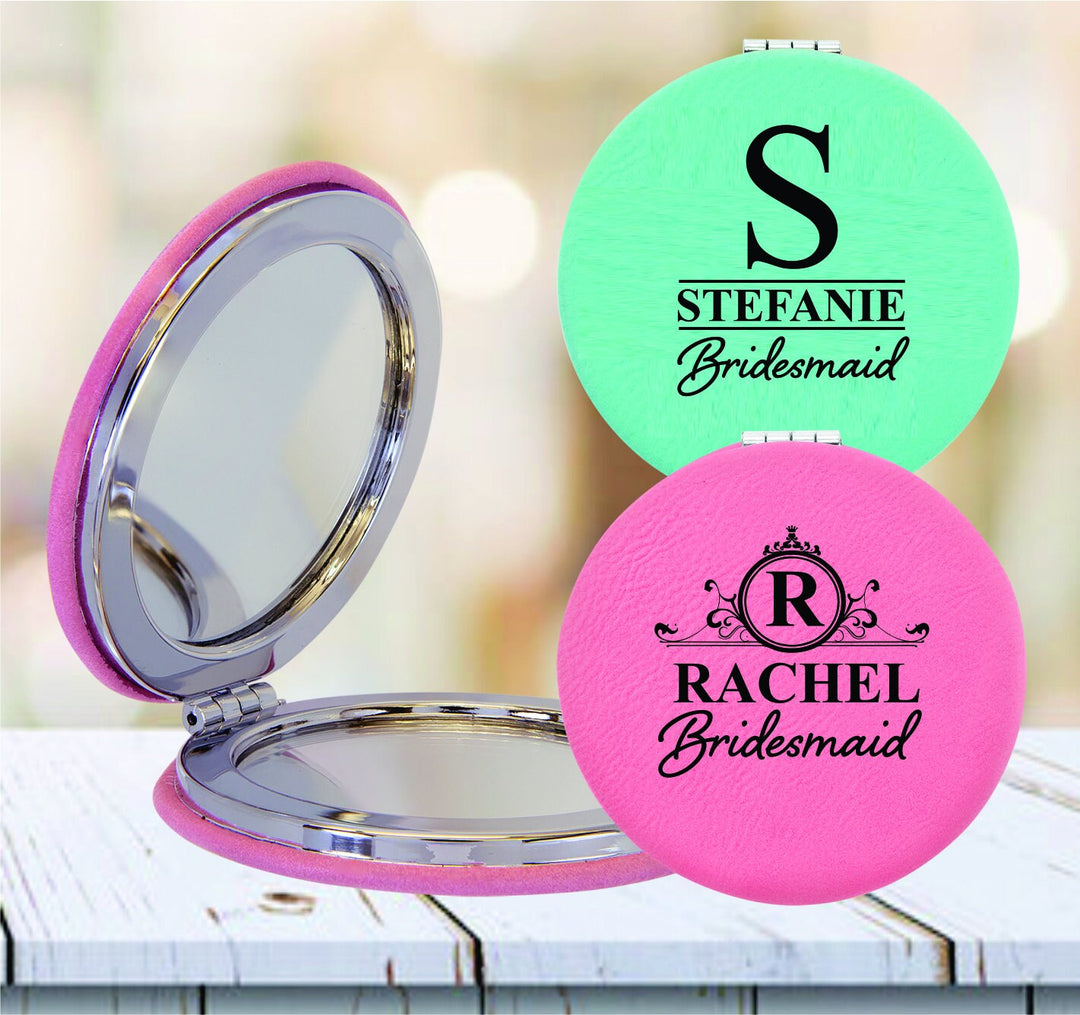 Personalized Bridesmaid Gifts, Bridal Party Pink Compact Mirror, Bridesmaid Proposal Gift, Custom Wedding Party Gifts, Bride Cosmetic Mirror