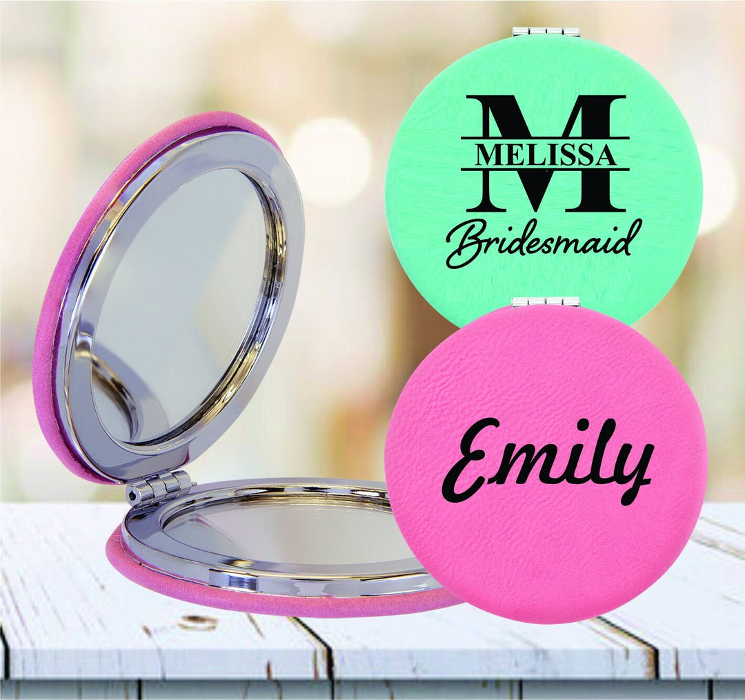 Personalized Bridesmaid Gifts, Bridal Party Pink Compact Mirror, Bridesmaid Proposal Gift, Custom Wedding Party Gifts, Bride Cosmetic Mirror