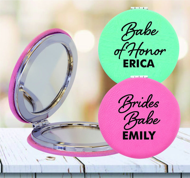 Personalized Bridesmaid Gifts, Bridal Party Pink Compact Mirror, Bridesmaid Proposal Gift, Custom Wedding Party Gifts, Bride Cosmetic Mirror