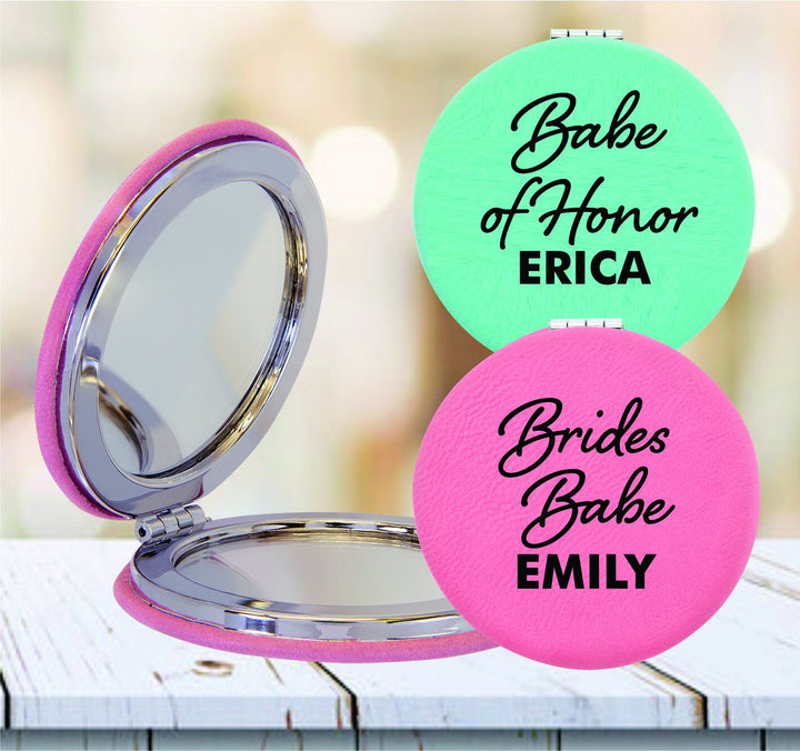 Personalized Bachelorette Party Compact Mirror Gifts, Set of 4 Bridesmaid Proposal Gift, Bridesmaid Wedding Party, Bridal Party Bride favor