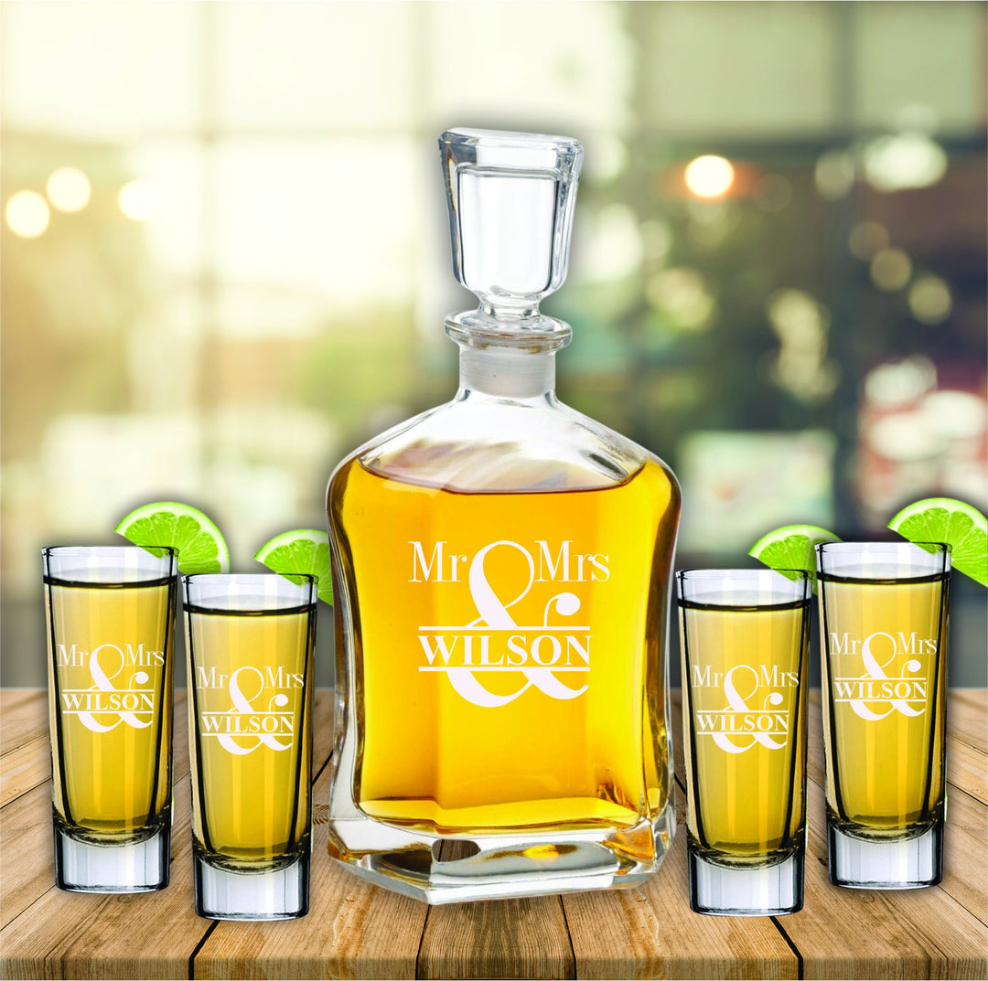 Personalized Groomsmen Tequila Decanter Gift Set, Tequila Shot Glasses Set, Engraved Tequila Decanter, Groomsmen Proposal Gifts, Asking Gift