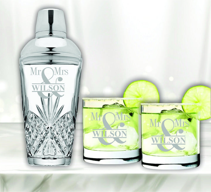 Anniversary Gifts Cocktail Shaker Glasses Gift Set, Cocktail Martini Glasses, Personalized Martini Cocktail Shaker, 25th Wedding Anniversary