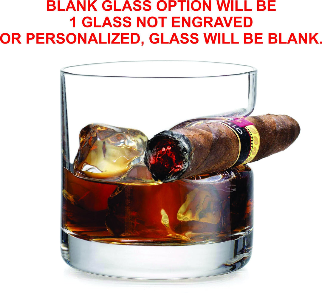 Personalized Cigar Gift for Men, Whiskey Glass Set, Bourbon Glass Cigar Holder, Engraved Rocks Glass, Birthday Gift Him, Cigar Gift For Dad