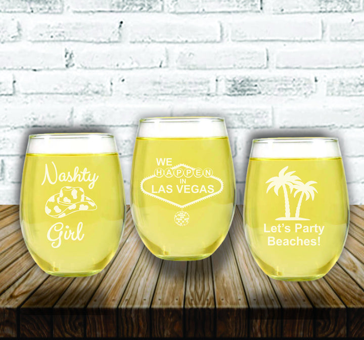 Wine Glasses for Bachelorette Party , Gifts for Bachelorette Party, Party Favors, Personalized Bridesmaid Gifts, Engraved Glasses, Nashville